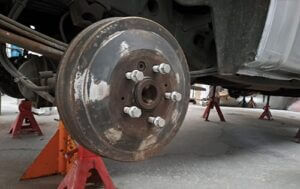 Original wheel hub,rim of a VW Amarok after cleaning and prior to customistion - back wheel of vehicle - at Racers Paint and Panel.jpg