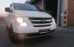 Image shows a white Hyundai after auto body repair and respray by Racers Paint and Panel